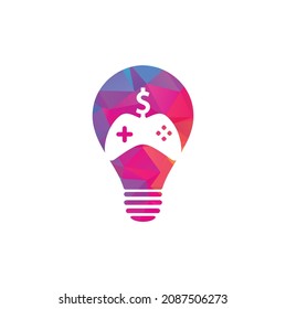 Money Game bulb shape concept Logo. joystick money game online Creative logo design