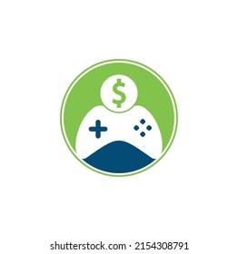 Money Game Logo. joystick money game online Creative logo design.	