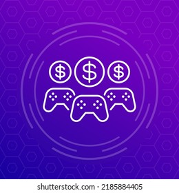 money for games icon, line vector design