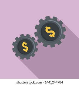 Money gear icon. Flat illustration of money gear vector icon for web design