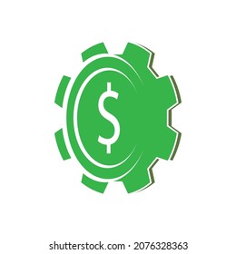 Diseño de iconos vectores de la plantilla de logotipo de los engranajes de dinero