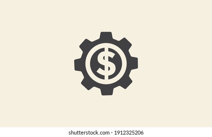 Money With Gear Services Logo Vector Icon Symbol Graphic Design Illustration