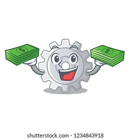 With money gear settings mechanism on mascot shape