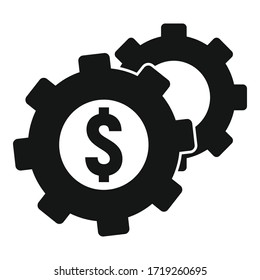 Money gear system icon. Simple illustration of money gear system vector icon for web design isolated on white background