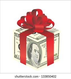 money gift box of 100 dollars