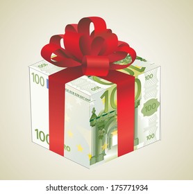 money gift box of 100 euro