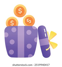 Icono de estilo plano de regalo de dinero 