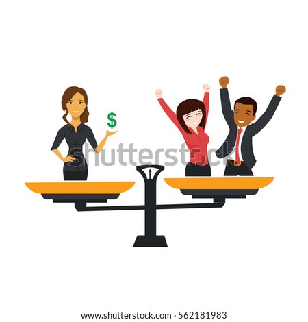 money to give you a happiness flat illustration