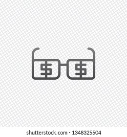 Money glasses with dollas sign. Finance icon. On grid background