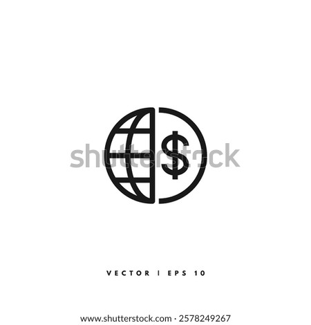 Money Globe Icon. Editable Stroke