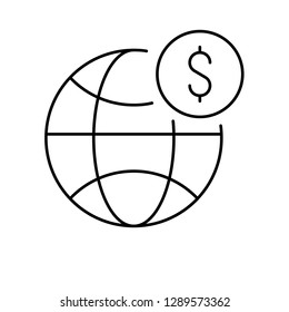 money globe line icon vector  isolated illustration editable