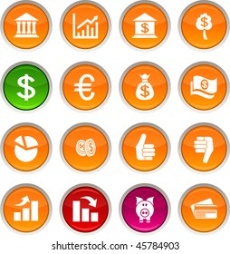 Money glossy icons. Vector buttons.