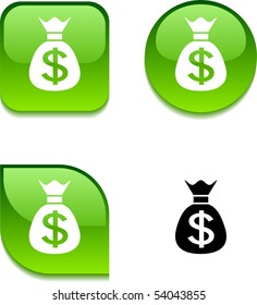 Money glossy vibrant web buttons.
