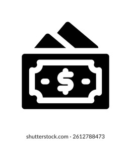 money glyph icon. Strong and solid vector icon for websites, mobile interfaces, presentations, and visual branding. High quality and easy to edit.