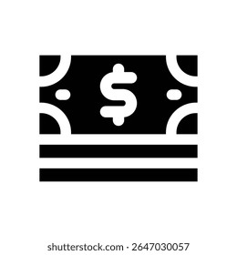 money glyph icon. Strong and solid vector icon for websites, mobile interfaces, presentations, and visual branding. High quality and easy to edit.