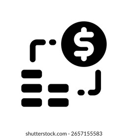 money glyph icon. Strong and solid vector icon for websites, mobile interfaces, presentations, and visual branding. High quality and easy to edit.