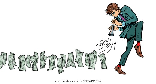 money goes for businessman, bank business concept. Isolate on white background. Comic cartoon pop art retro vector illustration drawing