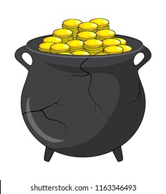 money, gold broken  pot vector design isolated on white background
