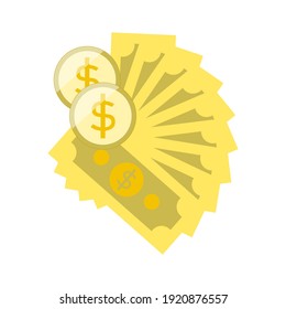 Money and gold coin vector on white background.