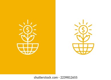 Money Gold Growth Flower Coin for World Economy and Finance Logo