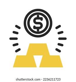 money and gold icon on isolated background. financial icon set