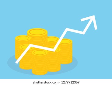 Money golden coin with graph .investment concept.