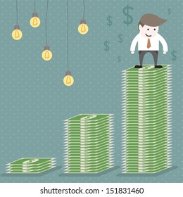 Money graph with businessman.