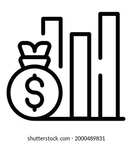 Money graph chart icon. Outline Money graph chart vector icon for web design isolated on white background