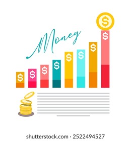 Money graph with Dollar symbol, coins and sample text