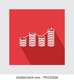 Money Graph flat icon with long shadow