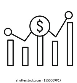 Money graph icon. Outline money graph vector icon for web design isolated on white background