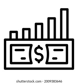 Money graph icon outline vector. Growth chart. Business finance bar