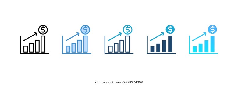 Conjunto de iconos de Money Graph colección de estilo múltiple