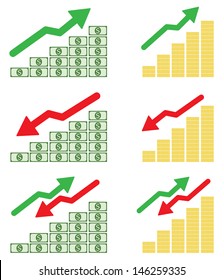 Money graph on white background