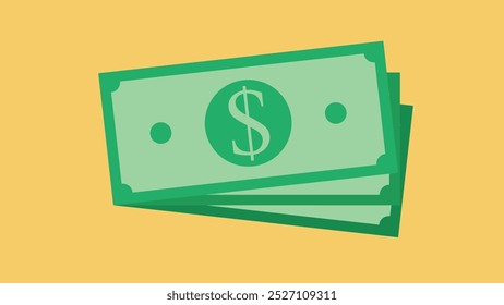 Money graphic. Green dollar cash. Color icon. Flat design vector illustration. 