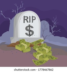 Money Grave Business Dead Money, illustration vector cartoon