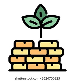 Money grow icon. Outline money grow vector icon color flat isolated