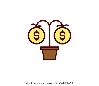 Money grow line icon on white background 