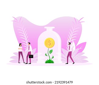 Money growing concept, finance savings tree. Finance performance of return on investment ROI