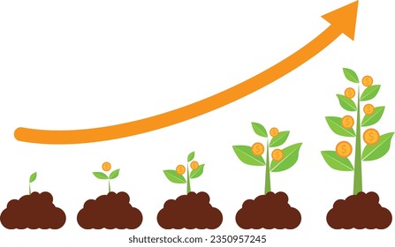 Money growing from the ground saving idea