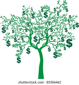 money growing on trees isolated on White background. Vector illustration