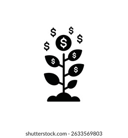 Money Growing from Plant Representing Business Growth and Investment