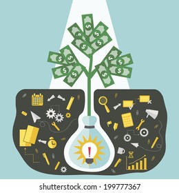 Money grows on the idea concept