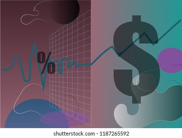 Money growth from bad financial weather to make it opportunity from zero percent to high performance abstract illustration vector.