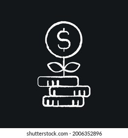 Money growth chalk icon. Investment. Vector black illustration.