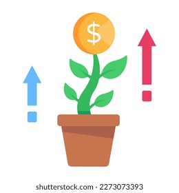 Icono modificable del crecimiento del dinero, beneficio financiero 
