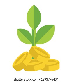Money growth flat icon 