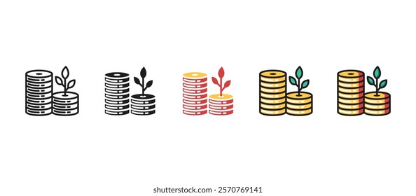 Money growth icon in flat style. Perfect for financial concepts, investment, savings, business growth, economic development, profit increase, wealth management, and financial planning themes.