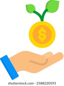 Money Growth Icon Flat Vector Illustration