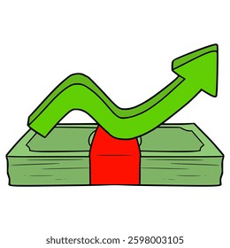 money growth icon illustration hand drawn isolated vector